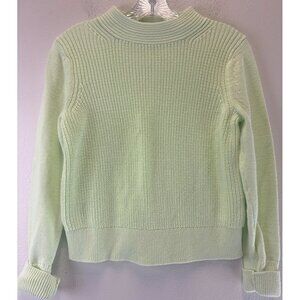 Banana Republic Womens Fluorescent Green Cropped Long Sleeve Mock Neck Sweater